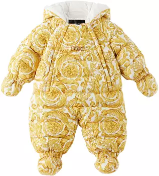 Зимний комбинезон на пуху Baby White & Gold Barocco Белый/Золотой Versace