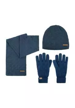 Зимний комплект из мериносовой шерсти шапка шарф и перчатки узор юма Normani, синий