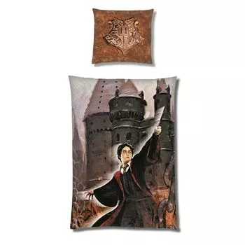 Зимний комплект постельного белья для детей «Гарри Поттер» · Детское постельное белье 135х200 80х80 см · Флисовое постельное белье с мотивом Гарри Поттера и молнией tex idea