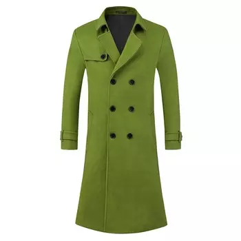 Зимний плащ для мужчин, двубортное официальное длинное пальто с зубчатыми лацканами Lars Amadeus, цвет Olive Green