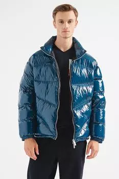 Зимний пуховик на молнии и с капюшоном Armani Exchange, синий