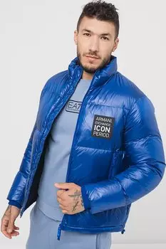 Зимний пуховик с нашитым логотипом Armani Exchange, синий