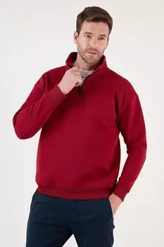 Зимний свитшот обычного кроя на мягкой подкладке из хлопка 59053431 Buratti, бургундия