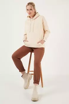 Зимний свитшот Regular Fit из хлопка с капюшоном и воротником розового цвета 5863854 Lela, камень