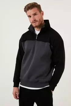 Зимний свитшот Regular Fit на молнии с воротником-стойкой и мягкой подкладкой 5905343 Buratti, черный