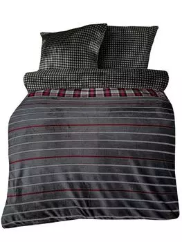 Зимний термофлис из 4 предметов двусторонний плюшевый термофлис Постельное белье Nicky 135 x 200 см флисовый кашемир на ощупь мягкий приятный теплый плюшевый плюшевый серый черный розовый в полоску JONAS leonado vicenti
