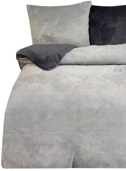 Зимний термофлисовый двусторонний плюшевый термофлис Двустороннее постельное белье Nicky 155 x 200 см флис на ощупь кашемир мягкий приятный теплый плюшевый плюш серый однотонный leonado vicenti