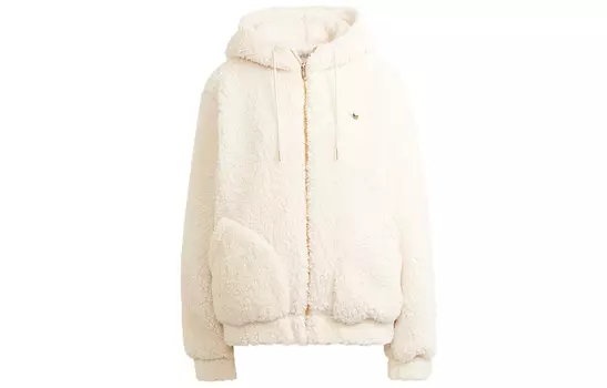 Зимний женская куртка из шерпы цвета экрю Adidas Originals, Ecru