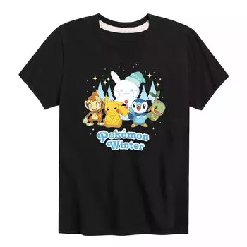 Зимняя футболка Sinnoh для мальчиков 8–20 лет с изображением покемонов Licensed Character, черный