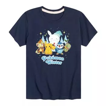 Зимняя футболка Sinnoh для мальчиков 8–20 лет с изображением покемонов Licensed Character, синий