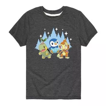 Зимняя групповая футболка Pokemon Sinnoh для мальчиков 8–20 лет Licensed Character
