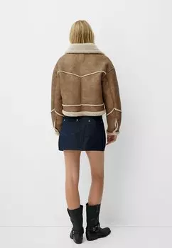 Зимняя куртка DOUBLE-FACED Bershka, бежевый