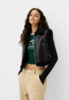 Зимняя куртка DOUBLE-FACED Bershka, черный