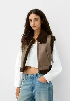 Зимняя куртка DOUBLE-FACED Bershka, темно-коричневый