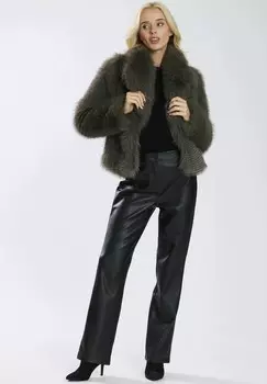 Зимняя куртка FAUX FUR COLLAR DETAIL TIPPED SHORT PILE South Beach, серый