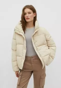 Зимняя куртка High Neck Puffer Stradivarius, бежевый