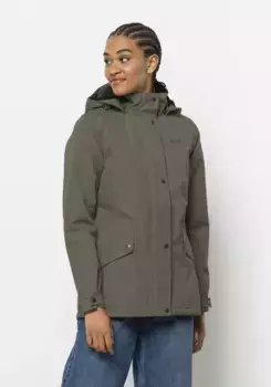 Зимняя куртка Jack Wolfskin "PARK AVENUE JACKET", с капюшоном, хаки
