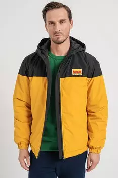 Зимняя куртка колор блок с капюшоном United Colors Of Benetton, черный