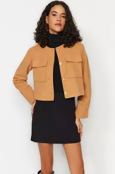 Зимняя куртка - коричневая - базовая Trendyol, коричневый