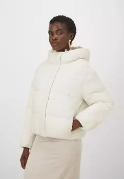 Зимняя куртка LOGO SHORT HOODED PUFFER Calvin Klein, кремовый