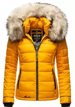 Зимняя куртка Marikoo "Лерикаа", с капюшоном, зимняя стеганая куртка со съемным искусственным мехом, желтый