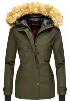 Зимняя куртка Navahoo "Лаура" с капюшоном, элегантная парка с капюшоном из искусственного меха, зеленый