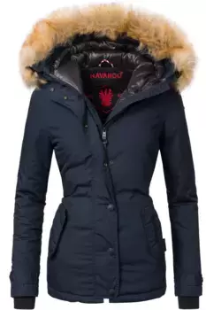 Зимняя куртка Navahoo "Лаура" с капюшоном, элегантная парка с капюшоном из искусственного меха, синий