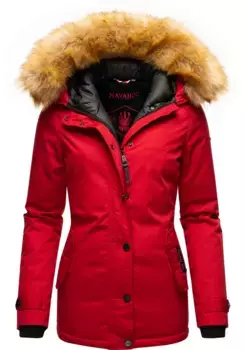 Зимняя куртка Navahoo "Лаура" с капюшоном, элегантная парка с капюшоном из искусственного меха, красный