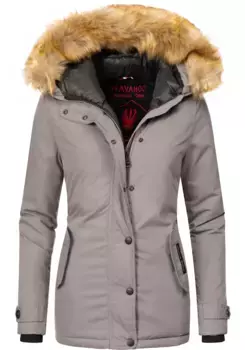 Зимняя куртка Navahoo "Лаура" с капюшоном, элегантная парка с капюшоном из искусственного меха, серый