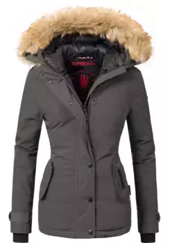Зимняя куртка Navahoo "Лаура" с капюшоном, элегантная парка с капюшоном из искусственного меха, антрацит
