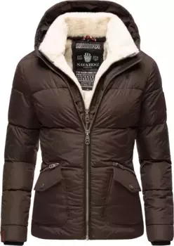 Зимняя куртка Navahoo "Меган" с капюшоном, стильная женская стеганая куртка на плюшевой подкладке, коричневый