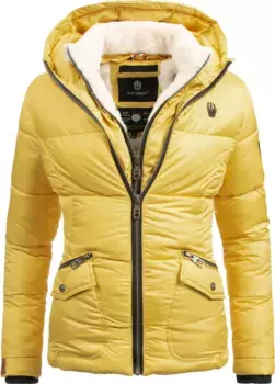 Зимняя куртка Navahoo "Меган" с капюшоном, стильная женская стеганая куртка на плюшевой подкладке, желтый
