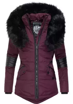 Зимняя куртка Navahoo "Нирвана" с капюшоном, элегантная стеганая куртка с воротником из черного искусственного меха, красный