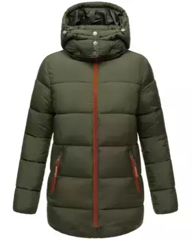 Зимняя куртка Navahoo "Wattwlkchen", с капюшоном, модная женская стеганая куртка с контрастными деталями, зеленый