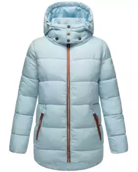 Зимняя куртка Navahoo "Wattwlkchen", с капюшоном, модная женская стеганая куртка с контрастными деталями, голубой