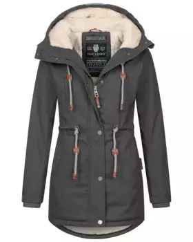 Зимняя куртка Наваху "Ирелиаа" с теплым мехом плюшевого плетения Navahoo, антрацит