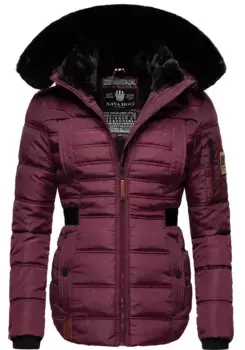 Зимняя куртка Наваху "Меликаа" с капюшоном, элегантное полупальто со съемным воротником из искусственного меха Navahoo, красный