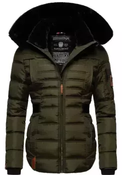 Зимняя куртка Наваху "Меликаа" с капюшоном, элегантное полупальто со съемным воротником из искусственного меха Navahoo, зеленый