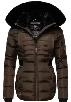Зимняя куртка Наваху "Меликаа" с капюшоном, элегантное полупальто со съемным воротником из искусственного меха Navahoo, коричневый