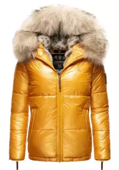 Зимняя куртка Наваху "Тикунаа", с капюшоном, женская стеганая куртка на теплой подкладке с капюшоном из искусственного меха Navahoo, желтый