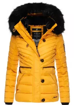 Зимняя куртка Наваху "Wisteriaa", с капюшоном, стеганая куртка на теплой подкладке, с капюшоном из искусственного меха Navahoo, желтый