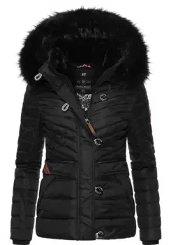 Зимняя куртка Наваху "Wisteriaa", с капюшоном, стеганая куртка на теплой подкладке, с капюшоном из искусственного меха Navahoo, черный