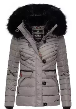Зимняя куртка Наваху "Wisteriaa", с капюшоном, стеганая куртка на теплой подкладке, с капюшоном из искусственного меха Navahoo, серый