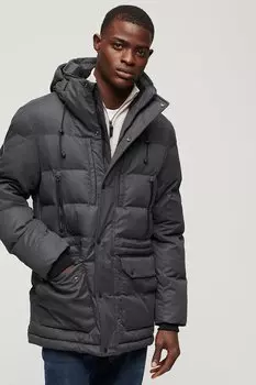 Зимняя куртка Ovin с карманами, капюшоном и утеплителем Superdry, серый