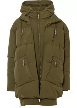 Зимняя куртка оверсайз с капюшоном из переработанного полиэстера Bpc Bonprix Collection, зеленый