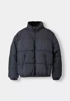 Зимняя куртка PUFFER Bershka, сине-серый