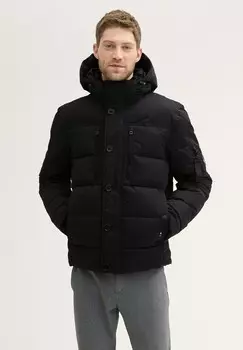 Зимняя куртка PUFFER MIT ABNEHMBARER KAPUZE TOM TAILOR, черный