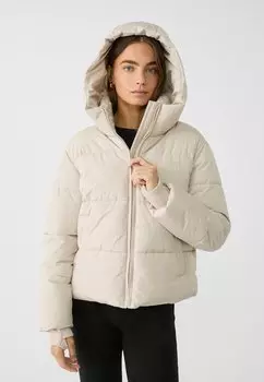 Зимняя куртка PUFFER Stradivarius, бежевый