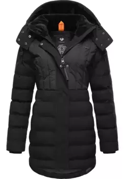 Зимняя куртка Ragwear "Ашанта Блок" с капюшоном, стильная стеганая зимняя парка с капюшоном на подкладке, черный