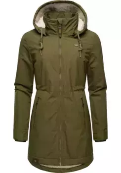 Зимняя куртка Ragwear "Dakkota" с капюшоном, непромокаемая зимняя парка на флисовой подкладке Тедди, оливковый